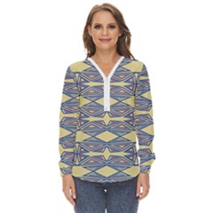 Abstract Pattern Geometric Backgrounds  Zip Up Long Sleeve Blouse