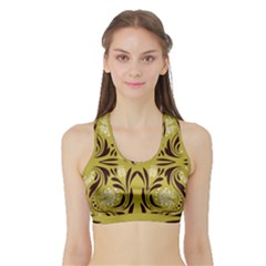 Folk Flowers Print Floral Pattern Ethnic Art Sports Bra With Border by Eskimos