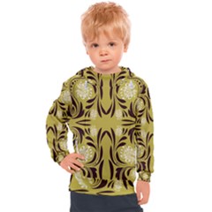 Folk Flowers Print Floral Pattern Ethnic Art Kids  Hooded Pullover by Eskimos