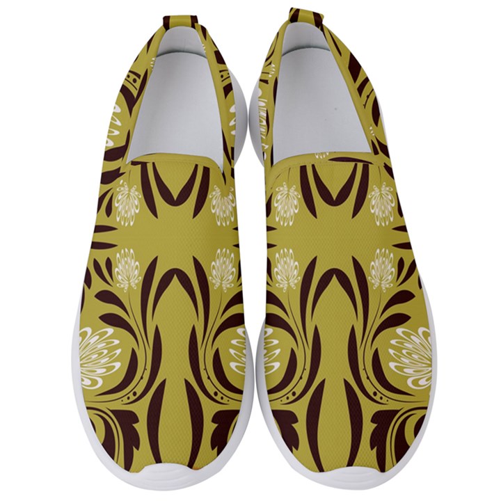 Folk flowers print Floral pattern Ethnic art Men s Slip On Sneakers