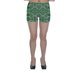 Folk Flowers Print Floral Pattern Ethnic Art Skinny Shorts by Eskimos