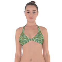 Folk Flowers Print Floral Pattern Ethnic Art Halter Neck Bikini Top by Eskimos