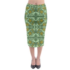 Folk Flowers Print Floral Pattern Ethnic Art Midi Pencil Skirt by Eskimos