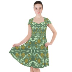 Folk Flowers Print Floral Pattern Ethnic Art Cap Sleeve Midi Dress by Eskimos