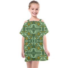 Folk Flowers Print Floral Pattern Ethnic Art Kids  One Piece Chiffon Dress by Eskimos