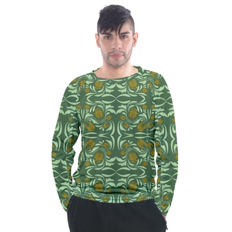 Folk Flowers Print Floral Pattern Ethnic Art Men s Long Sleeve Raglan Tee by Eskimos