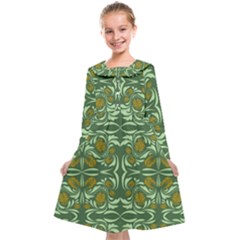 Folk Flowers Print Floral Pattern Ethnic Art Kids  Midi Sailor Dress by Eskimos