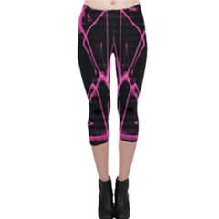 Officially Sexy Pink & Black Laser Capri Leggings  by OfficiallySexy