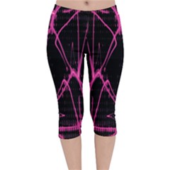 Officially Sexy Pink & Black Laser Velvet Capri Leggings  by OfficiallySexy