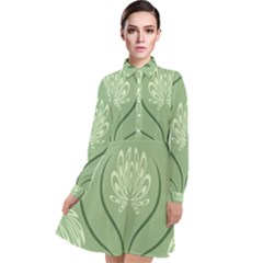 Folk Flowers Print Floral Pattern Ethnic Art Long Sleeve Chiffon Shirt Dress by Eskimos