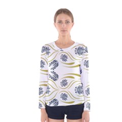 Folk Flowers Print Floral Pattern Ethnic Art Women s Long Sleeve Tee