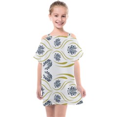 Folk Flowers Print Floral Pattern Ethnic Art Kids  One Piece Chiffon Dress by Eskimos