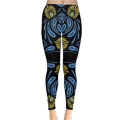 Folk Flowers Print Floral Pattern Ethnic Art Leggings  by Eskimos