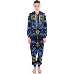 Folk Flowers Print Floral Pattern Ethnic Art Hooded Jumpsuit (ladies) by Eskimos