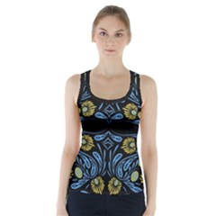 Folk Flowers Print Floral Pattern Ethnic Art Racer Back Sports Top by Eskimos