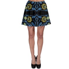 Folk Flowers Print Floral Pattern Ethnic Art Skater Skirt by Eskimos