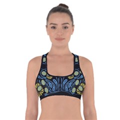 Folk Flowers Print Floral Pattern Ethnic Art Cross Back Sports Bra by Eskimos