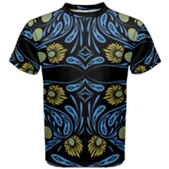 Folk Flowers Print Floral Pattern Ethnic Art Men s Cotton Tee by Eskimos