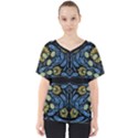 Folk flowers print Floral pattern Ethnic art V-Neck Dolman Drape Top View1