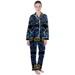 Folk Flowers Print Floral Pattern Ethnic Art Satin Long Sleeve Pajamas Set by Eskimos