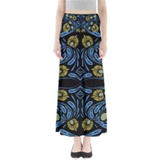 Folk Flowers Print Floral Pattern Ethnic Art Full Length Maxi Skirt by Eskimos