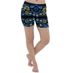 Folk Flowers Print Floral Pattern Ethnic Art Lightweight Velour Yoga Shorts by Eskimos