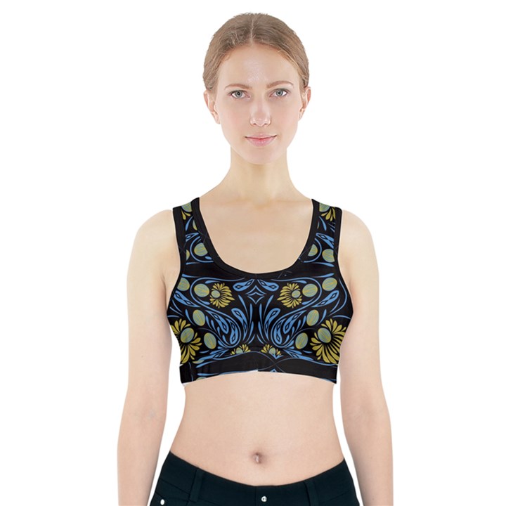 Folk flowers print Floral pattern Ethnic art Sports Bra With Pocket