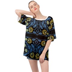 Folk Flowers Print Floral Pattern Ethnic Art Oversized Chiffon Top by Eskimos