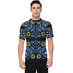 Folk Flowers Print Floral Pattern Ethnic Art Men s Short Sleeve Rash Guard by Eskimos