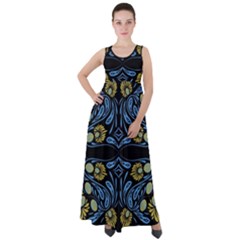 Folk Flowers Print Floral Pattern Ethnic Art Empire Waist Velour Maxi Dress by Eskimos