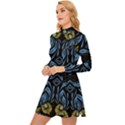 Folk flowers print Floral pattern Ethnic art Long Sleeve Velour Longline Dress View2