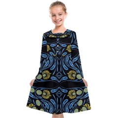 Folk Flowers Print Floral Pattern Ethnic Art Kids  Midi Sailor Dress by Eskimos