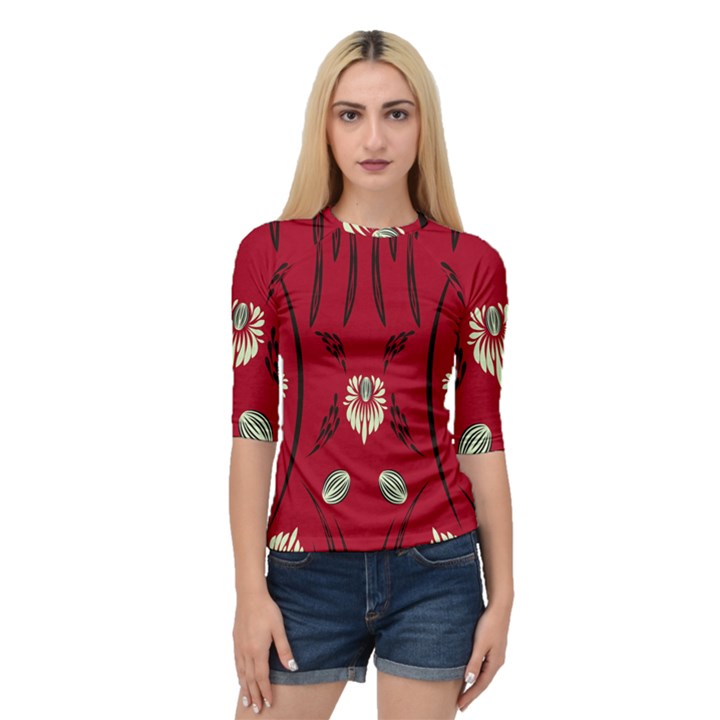 Folk flowers print Floral pattern Ethnic art Quarter Sleeve Raglan Tee