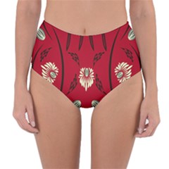 Folk Flowers Print Floral Pattern Ethnic Art Reversible High-waist Bikini Bottoms by Eskimos