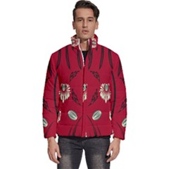 Folk Flowers Print Floral Pattern Ethnic Art Men s Puffer Bubble Jacket Coat by Eskimos