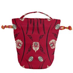 Folk Flowers Print Floral Pattern Ethnic Art Drawstring Bucket Bag by Eskimos