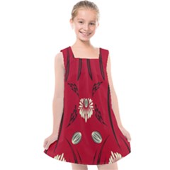 Folk Flowers Print Floral Pattern Ethnic Art Kids  Cross Back Dress by Eskimos