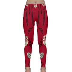 Folk Flowers Print Floral Pattern Ethnic Art Lightweight Velour Classic Yoga Leggings by Eskimos