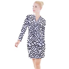 Patern Vector Button Long Sleeve Dress