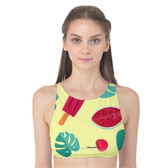 Watermelon Leaves Cherry Background Pattern Tank Bikini Top by nate14shop