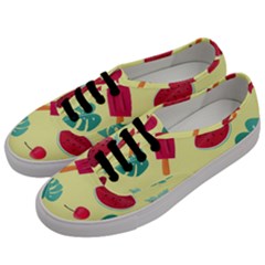 Watermelon Leaves Cherry Background Pattern Men s Classic Low Top Sneakers by nate14shop