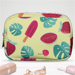 Watermelon Leaves Cherry Background Pattern Make Up Pouch (small) by nate14shop