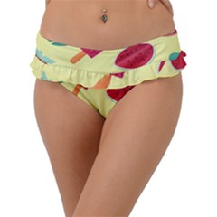 Watermelon Leaves Cherry Background Pattern Frill Bikini Bottom by nate14shop