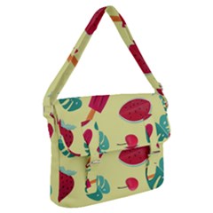 Watermelon Leaves Cherry Background Pattern Buckle Messenger Bag by nate14shop