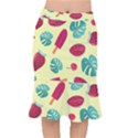 Watermelon Leaves Cherry Background Pattern Short Mermaid Skirt View1