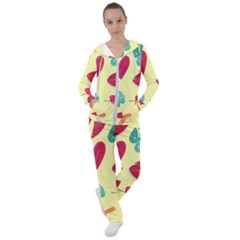 Watermelon Leaves Cherry Background Pattern Women s Tracksuit