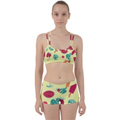 Watermelon Leaves Cherry Background Pattern Perfect Fit Gym Set by nate14shop