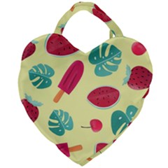 Watermelon Leaves Cherry Background Pattern Giant Heart Shaped Tote by nate14shop