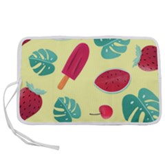 Watermelon Leaves Cherry Background Pattern Pen Storage Case (s) by nate14shop