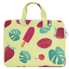 Watermelon Leaves Cherry Background Pattern Macbook Pro 16  Double Pocket Laptop Bag  by nate14shop